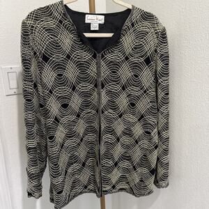 Laurence Kazar 100% Silk Sequin Beaded Evening‎ Blazer Jacket Vintage Medium